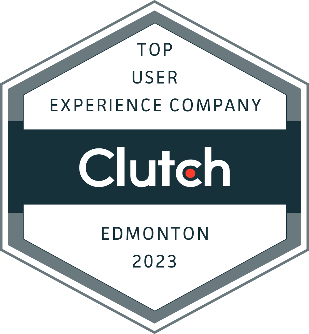 Clutch badge for top user experience company 2023 Edmonton.
