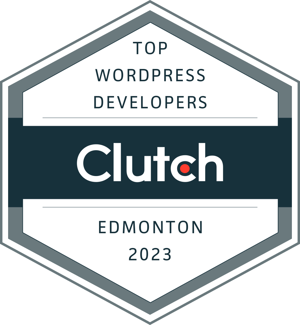 Clutch badge for top WordPress developers 2023 Edmonton.